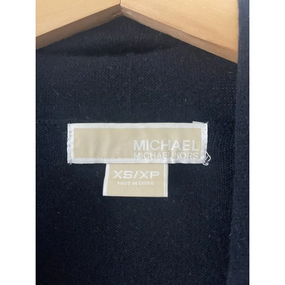 Michael Kors 100% Cashmere Navy Blue Open Cardigan Sweater 3/4 Sleeves